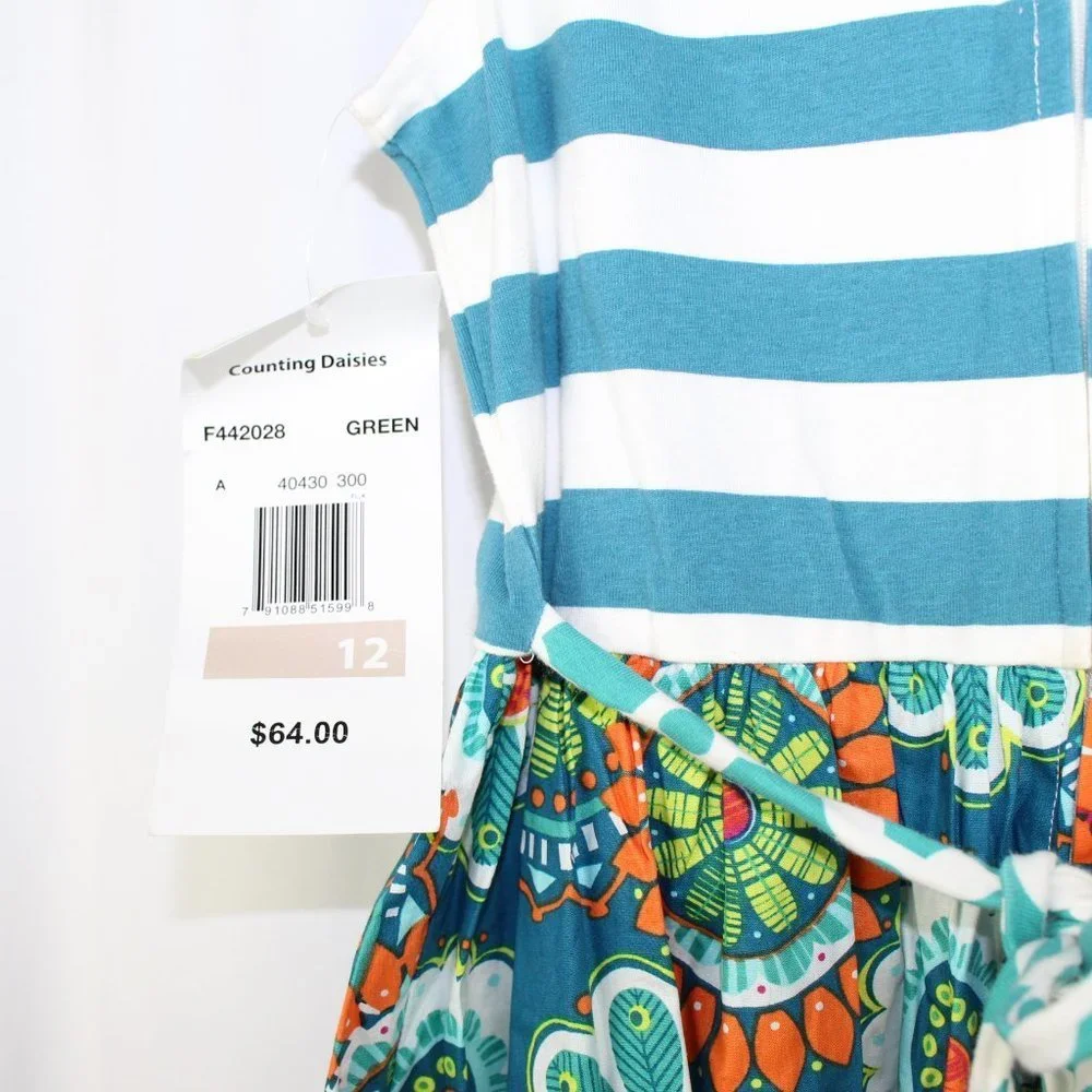 Counting Daisies NWT Floral/Stripe Dress SZ 12